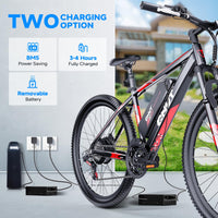 Totem Electric Bike for Adults, 750W Peak 26" Ebike for Men Women Teens with 375WH, 21 Speed, 20Mph, Up to 40Miles Front Suspension, Commuting E-Bike Mountain Bicycle - Volt-Edge Technologies®