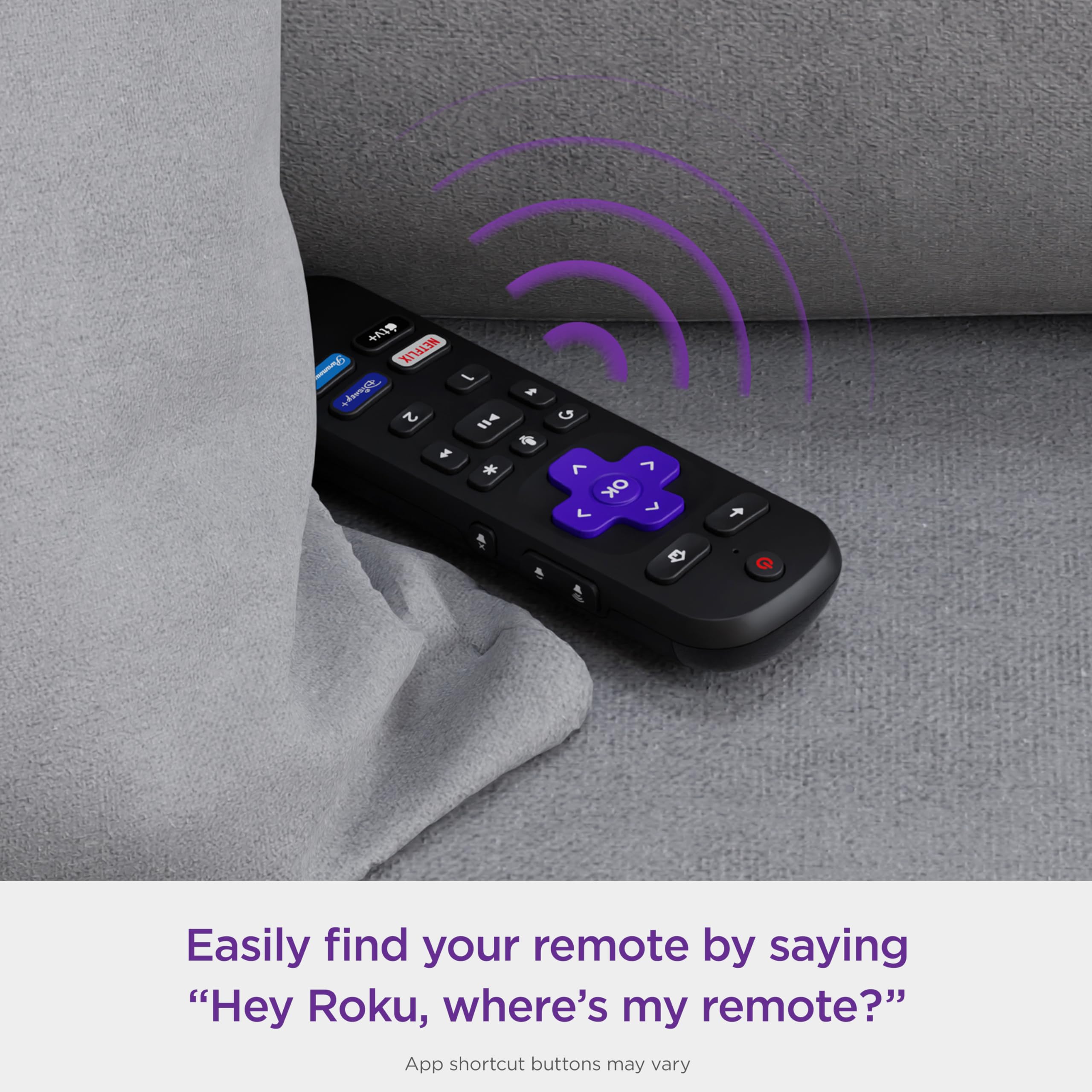 Roku Voice Remote Pro | Rechargeable with Hands-free Voice Controls, Headphone Mode & Lost Device Locator - Compatible with RokuTV, Players & Audio Devices