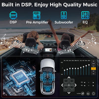 Kissound Double Din Car Stereo with 7" HD Touchscreen, Wireless Apple Carplay & Android Auto, Bluetooth, 240W, SWC, Subwoofer Output, Mirror Link, FM/AM Car Radio Receiver, Backup Camera