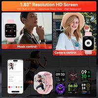 Smart Watch with Alexa Built-in, 1.83" HD Touchscreen Fitness Tracker, Bluetooth Notifications/Calls, IP68 Waterproof, 120+ Sport Modes, 24/7 Heart Rate & Sleep Monitor for iPhone Android iOS (Pink)