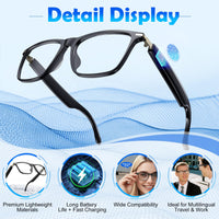 AI Translation Smart Glasses with 138 Languages, Bluetooth Glasses Compatible with ChatGPT, Photochromic Lens with Open-Ear Speakers for Men Women, for Travel, Business, Driving