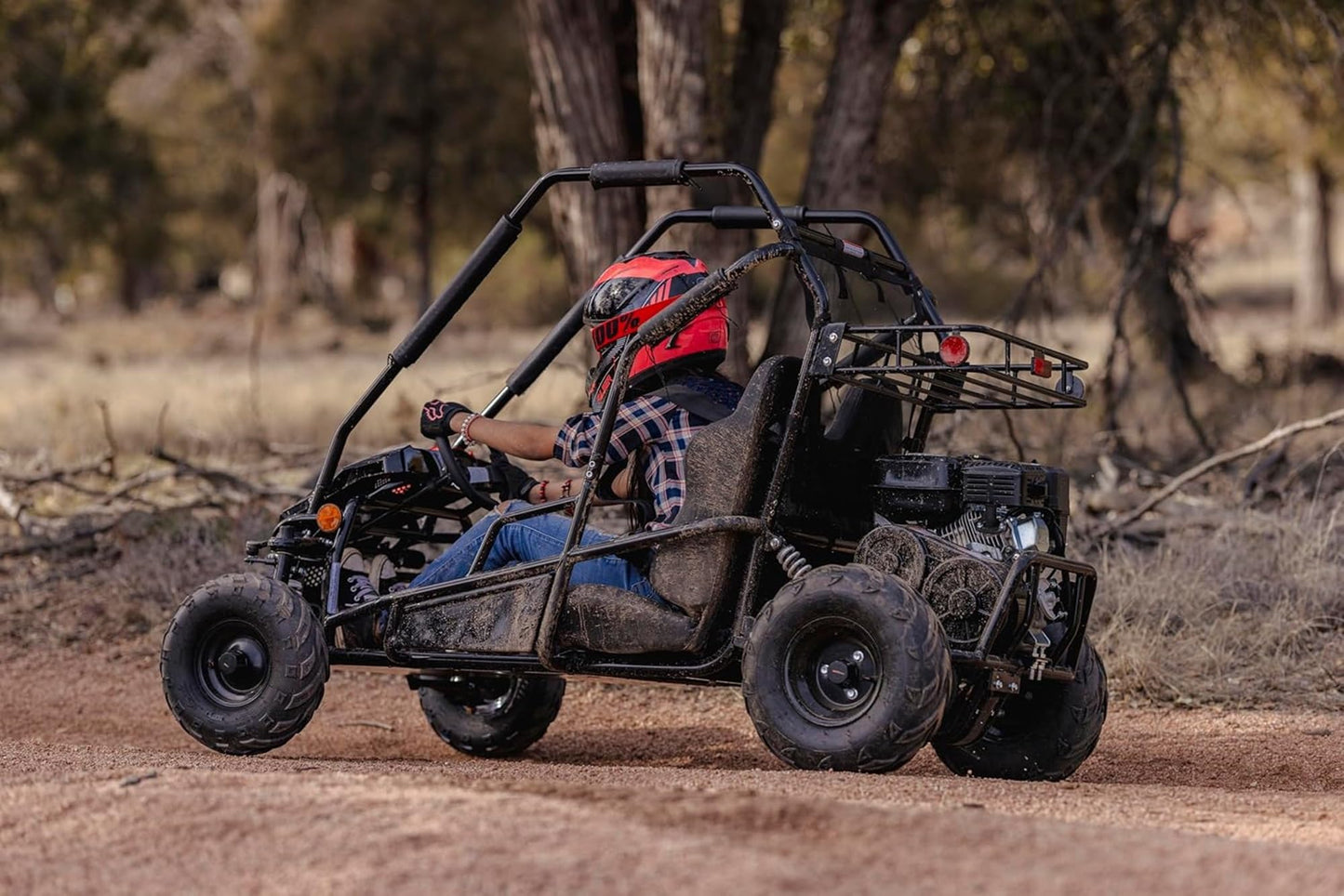 Coleman Powersports GK200 196cc Gas Powered Dual Seat Go-Kart, Reverse Gear, Adjustable Suspension, 275 lbs Maximum Load, Off Road Adventure Vehicle