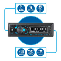 JENSEN MPR210 7 Character LCD Single DIN Car Stereo Radio | Push to Talk Assistant | Bluetooth Hands Free Calling & Music Streaming | AM/FM Radio | USB Playback & Charging | Not a CD