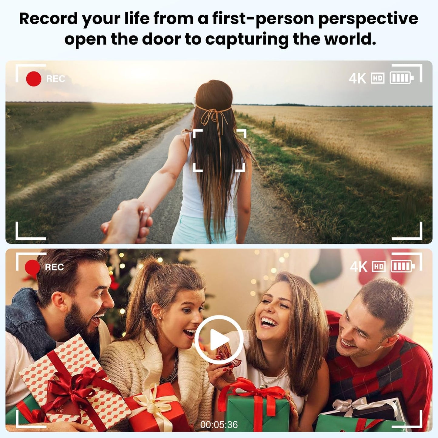 Mingtawn AI Smart Glasses 4K HD Camera, BT Call, 800W Anti-Shake Camera Glasses with Video Recording Dual Mic, Simultaneous Interpretation/GPT Identify Objects, 270mAh Blue Light Glasses（Blue）