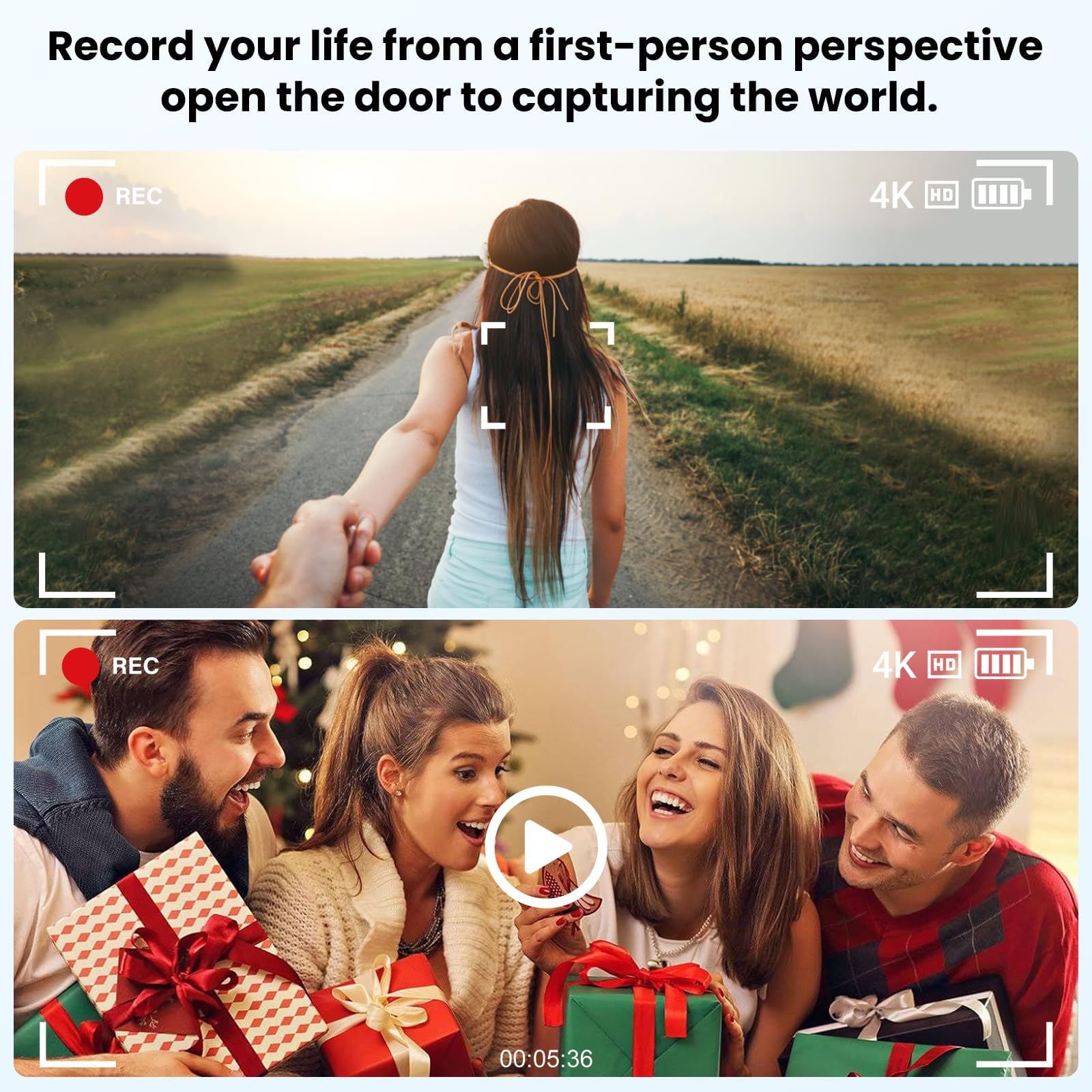 Mingtawn AI Smart Glasses 4K HD Camera, BT Call, 800W Anti-Shake Camera Glasses with Video Recording Dual Mic, Simultaneous Interpretation/GPT Identify Objects, 270mAh Blue Light Glasses（Blue）