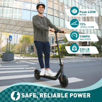 CYBERGOING Electric Scooter with 430W Peak Motor for Adults, 10" Shock Absorbing Tires, Up to 17-Mile Range & 19 MPH Speed Portable Folding Commuting E Scooter with Dual Breaking System - Volt-Edge Technologies®