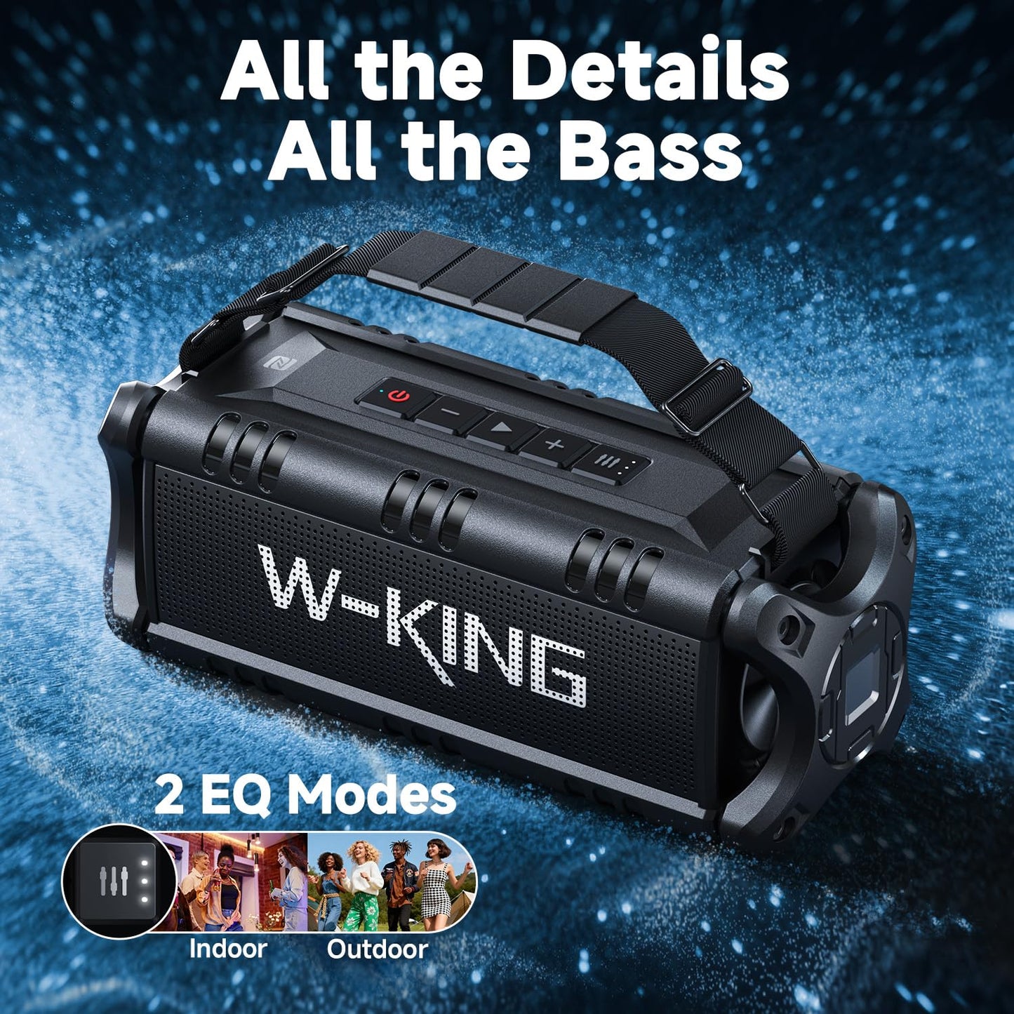 W-KING Bluetooth Speaker, 90W Max Portable Outdoor Speaker Loud, IPX6 Waterproof/50W Deep Bass Subwoofer/40H/EQ/Dual Pairing/TF/AUX, Large Boombox Speakers Bluetooth Wireless for Party/Beach/Jobside - Volt-Edge Technologies®