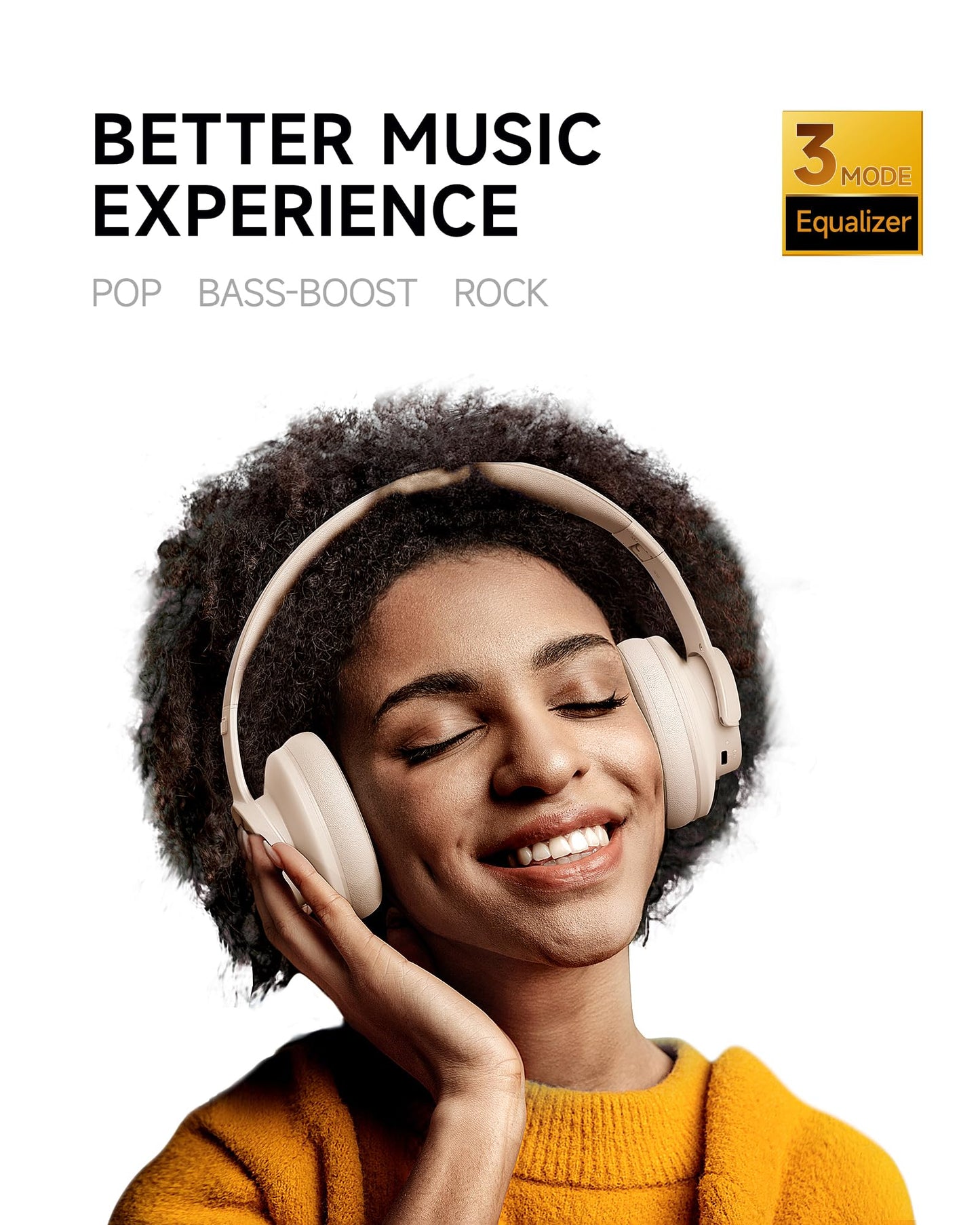 Picun B8 Bluetooth Headphones, 120H Playtime Headphone Wireless Bluetooth with 3 EQ Modes, Low Latency, Hands-Free Calls, Over Ear Headphones for Travel Home Office Cellphone PC Black - Volt-Edge Technologies®