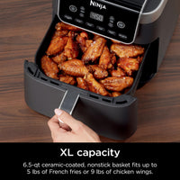 Ninja | Air Fryer | 6.5 QT Pro XL Capacity fits 9lbs of Wings | 6-in-1 Max Crisp, Air Fry, Roast, Bake, Reheat & Dehydrate | Nonstick Basket, Crisper Plate & Recipe Guide | Grey | AF181