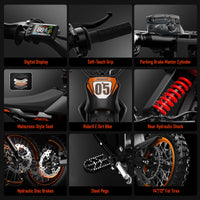 RiderX Electric Dirt Bike for Adults Teens, 3000W Brushless 220Nm Motor - 45° slope, 38 MPH, 48V/23.5Ah Removable Battery, Dual Hydraulic Brakes & Full Suspension Electric Motorcycle for Age 13+,Black