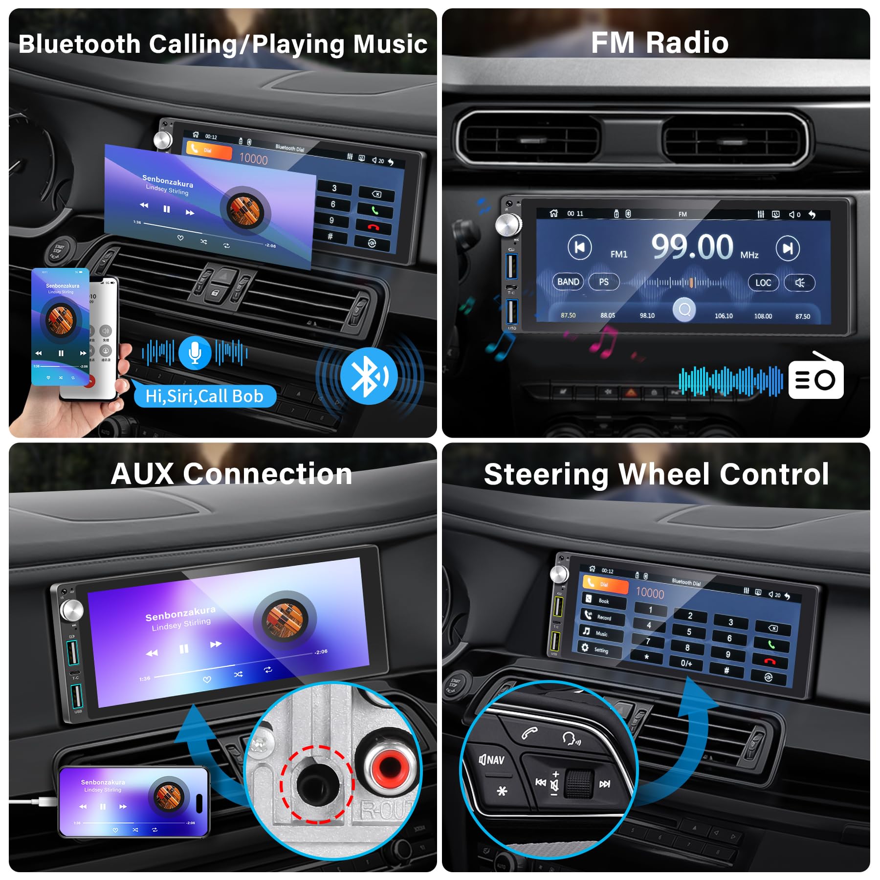 LSLYA Single Din Car Stereo with Apple Carplay Android Auto,6.9 Inch IPS Touch Screen, Car Radio Stereo with Backup Camera Support Mirror Link Bluetooth Handsfree FM AM USB EQ SWC