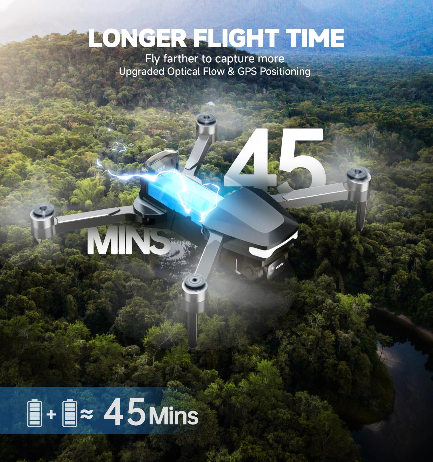 GPS Drone with Camera 4K for Adults, Under 249g, 45 Mins Flight, Beginner Foldable Drones with Brushless Motor, Auto Follow, Tap Fly, Circle Fly, One Key Start