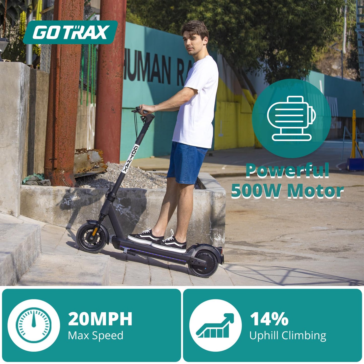 Gotrax Eclipse Electric Scooter, 10" Solid Tire, Max 20Mph Speed and 28Mile Range 500W Motor with Front Double Suspension Commuting EScooter for Adult, Black