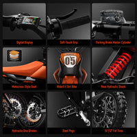 RiderX Electric Dirt Bike for Adults Teens, 3000W Brushless 220Nm Motor - 45° Slope, 38 MPH, 48V/23.5Ah Removable Battery, Dual Hydraulic Brakes & Full Suspension Electric Motorcycle for 13+, Orange