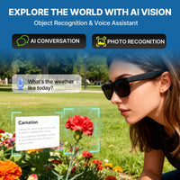 AI Smart Glasses with Camera, 800W HD 1200P Video Recording with Anti-Shake, Real-Time Translation, Object Recognition, Open-Ear Audio for Music & Clear Calls, Bluetooth WiFi App, IP65 Waterproof 32GB