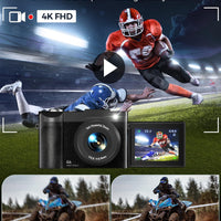 4K Digital Camera for Photography- 50MP Autofocus Vlogging Camera with 2.8" 180° Flip Screen, 16X Digital Zoom- Compact Point and Shoot Camera with 64GB SD for YouTube, Travel, Beginners - Volt-Edge Technologies®