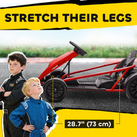 Aosom 24V 8.1 MPH Electric Go Kart, Drifting Car Battery Powered Ride on Toy Outdoor with Slow Start, Music, Horn Honking and Safety Belt, for 8-12 Years Old, Red