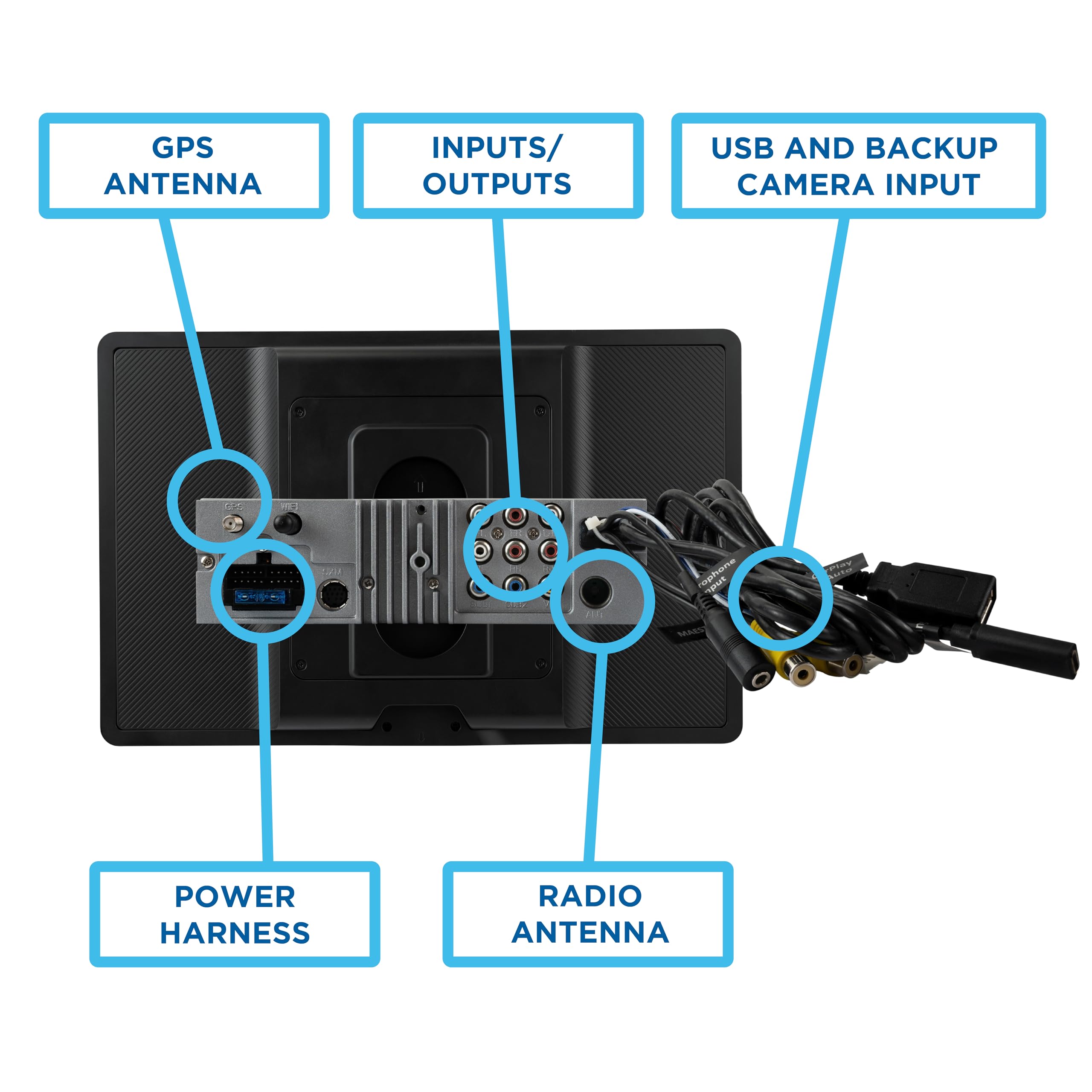 JENSEN J5CA14 14-inch Certified Apple CarPlay Android Auto Wired or Wireless | Maestro & Metra Axxess Ready | Single & Double DIN Car Stereo | SiriusXM Ready | Bluetooth | Front & Rear Camera Inputs