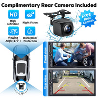 [QLED Screen Upgrade] 7" Double Din Car Stereo with Wireless Apple CarPlay and Android Auto, 240W Powerful Sound, 4.2-Channel Audio Output, Bluetooth, MirrorLink, Backup Camera, AM/FM Car Radio