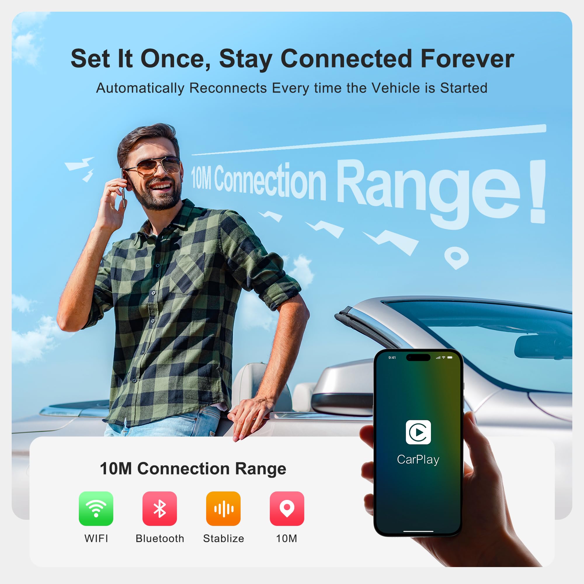 AI Box Wireless CarPlay & Auto Adapter - Plug & Play, Dual-Band WiFi, Bluetooth 5.0, 4K Video Support, Android 12.0 System, Compatible with Factory CarPlay & Android Auto （4GB RAM+32GB ROM）