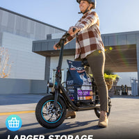 URBANMAX Electric Scooter with Seat, 550W Motor, 18.6MPH Top Speed, 20 Miles Range, Adults Electric Scooter with Large Storage Basket for Pets Dogs and Items，C1S-V1