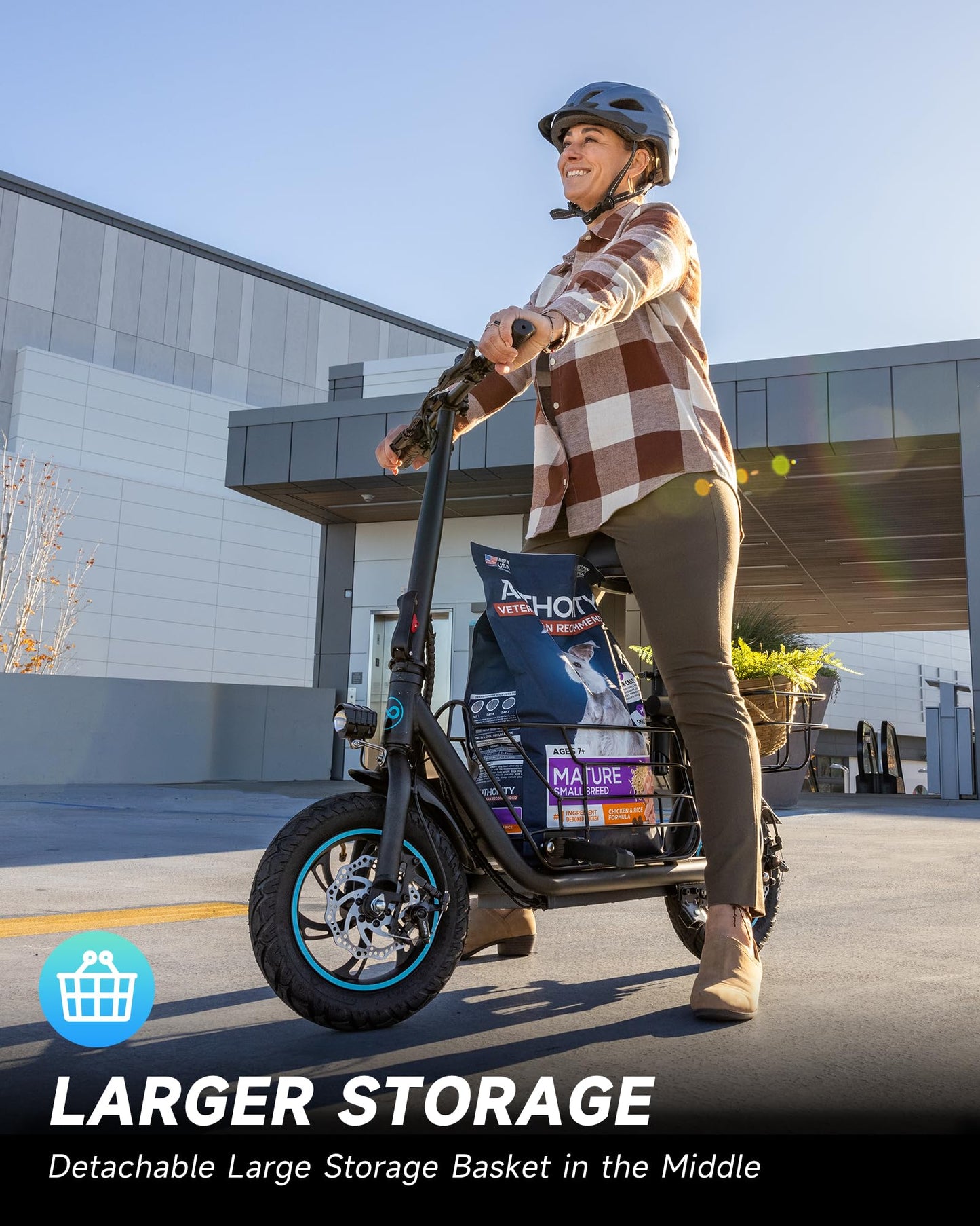 URBANMAX Electric Scooter with Seat, 550W Motor, 18.6MPH Top Speed, 20 Miles Range, Adults Electric Scooter with Large Storage Basket for Pets Dogs and Items，C1S-V1