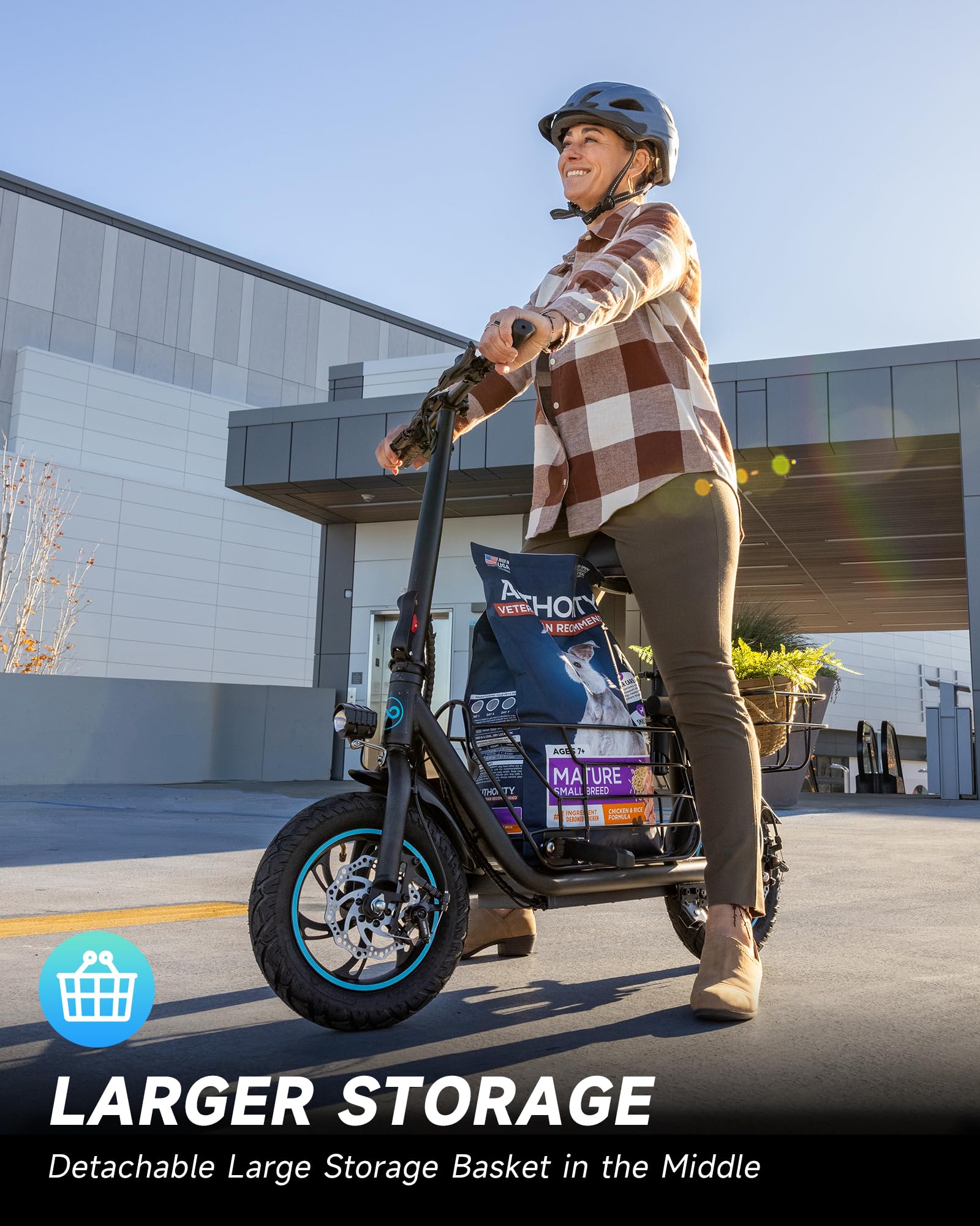 URBANMAX Electric Scooter with Seat, 550W Motor, 18.6MPH Top Speed, 20 Miles Range, Adults Electric Scooter with Large Storage Basket for Pets Dogs and Items，C1S-V1