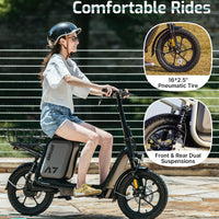 Gotrax A7 Electric Scooter for Adults-16 Pneumatic Tires, 500W Motor Hits 20 Mph, 28 Miles Range & 2 Gears, Comfortable Seat & Big Seat Bag, Wider Deck & Carry Basket for Daily Commuting Black