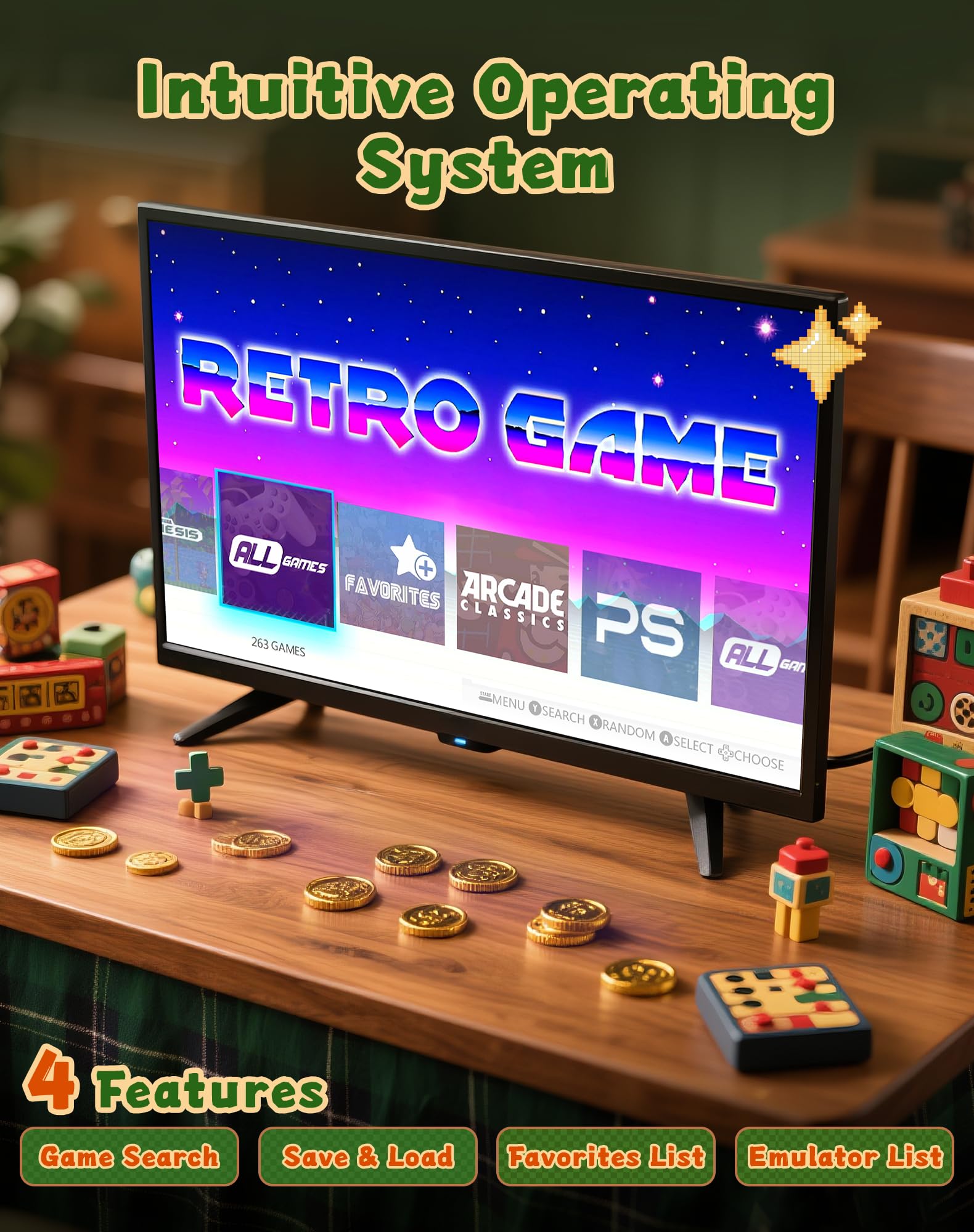 2025 NEW Upgrade Retro Gaming Console Pro, Vide Game Consoles with 4K HDMI, Built-in 20000+ Games & 23 Emulators, Plug and Play Video Gaming Consoles with Upgrade Dual 2.4G Wireless Controllers (64G)