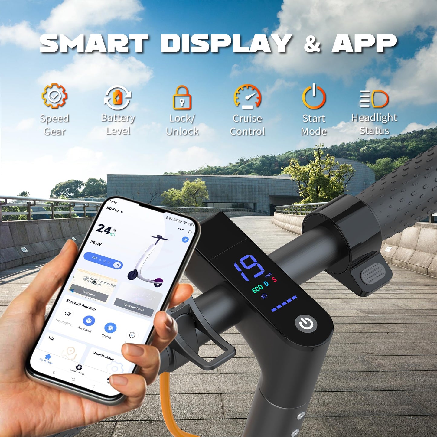 Electric Scooter for Adults, Max Speed 19 MPH, Up to 12 Miles Range, 350W Motor Adult E-Scooter, 8.5" Solid Tire, Foldable Scooter with Dual Braking, Smart APP, Light Control for Campus, Commuter - Volt-Edge Technologies®