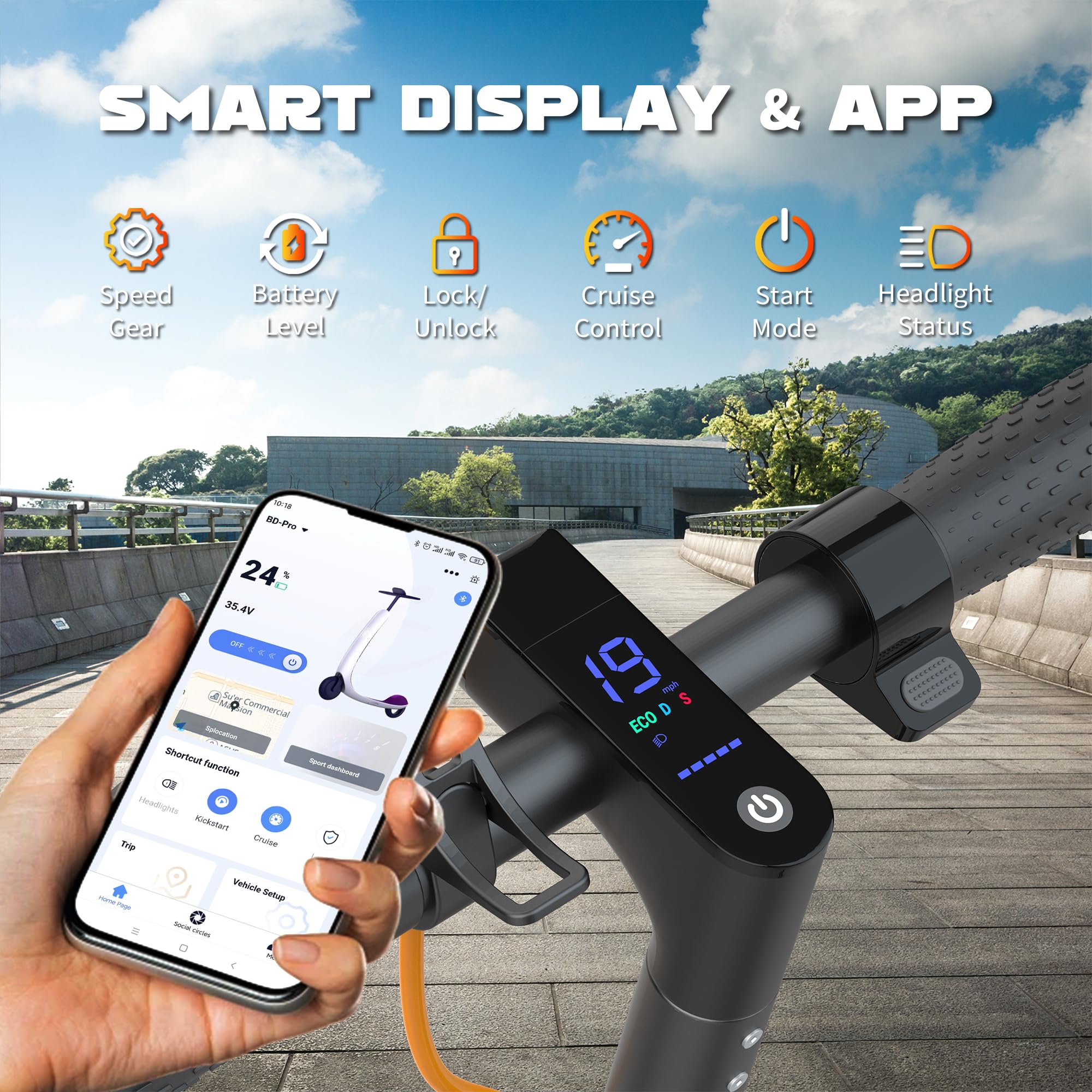 Electric Scooter for Adults, Max Speed 19 MPH, Up to 12 Miles Range, 350W Motor Adult E-Scooter, 8.5" Solid Tire, Foldable Scooter with Dual Braking, Smart APP, Light Control for Campus, Commuter - Volt-Edge Technologies®