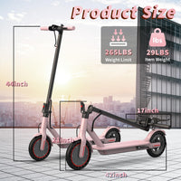 Roinside Electric Scooter - 8.5" Solid Tires, 350W Motor, Up to 19 MPH and 15 Miles Long-Range Commuting Foldable Scooter for Adults with Dual Braking System and Smart App, Pink