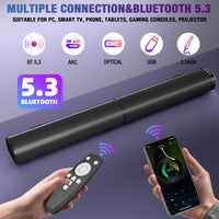 Yenjuty Sound Bar, 100W Sound Bar for Smart TV, Bluetooth 5.3 Soundbar, 2 in 1 Detachable Home Speaker Bass Effect, Home Theater Surround Sound, ARC/Optical/AUX/USB Connections, for TV/PC/Projectors - Volt-Edge Technologies®