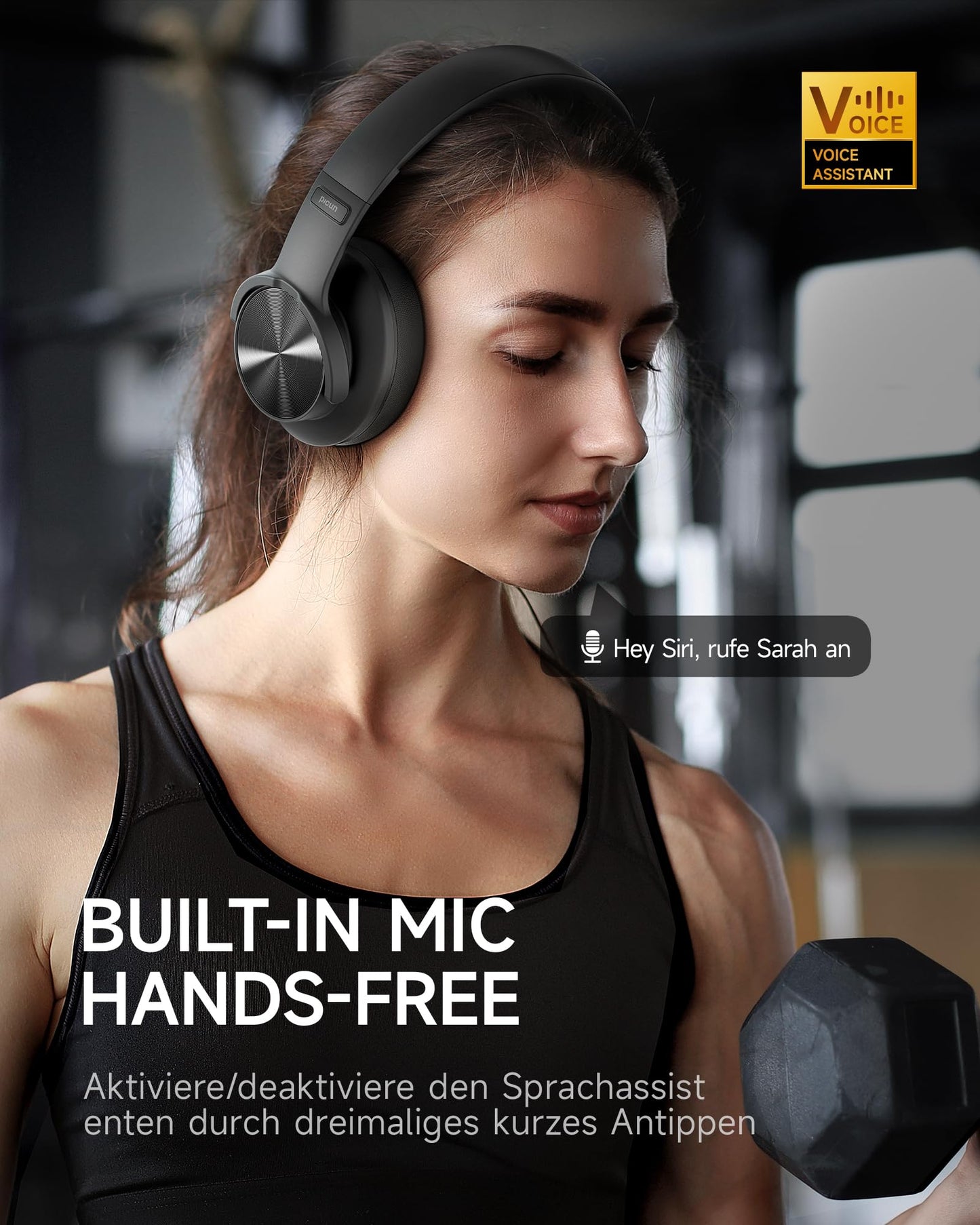 Picun B8 Bluetooth Headphones, 120H Playtime Headphone Wireless Bluetooth with 3 EQ Modes, Low Latency, Hands-Free Calls, Over Ear Headphones for Travel Home Office Cellphone PC Black - Volt-Edge Technologies®