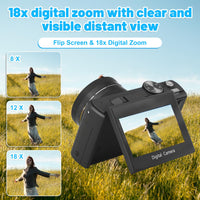 5k Digital Camera,75mp Cameras for Photography with 18x Optical Zoom & Autofocus,3" 180° Flip Screen,WiFi Vlogging Camera for YouTube Video,Photography Cameras for Beginners,With32GB Card & Flas - Volt-Edge Technologies®
