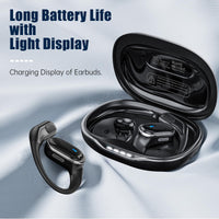 TRAUSI Open Ear Wireless Earbuds Bluetooth Headphones, 50Hrs Playtime Stereo Sound Earphones with IPX7 Waterproof Ear Buds for Fitness/Travel/Workouts (Black)