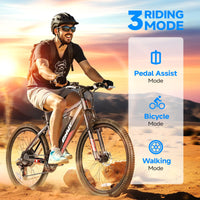 Totem Electric Bike for Adults, 750W Peak 26" Ebike for Men Women Teens with 375WH, 21 Speed, 20Mph, Up to 40Miles Front Suspension, Commuting E-Bike Mountain Bicycle - Volt-Edge Technologies®