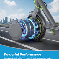 Roinside Electric Scooter for Adults - 8.5" Solid Tires, 350W Motor, Up to 19 MPH and 15 Miles Long-Range Commuting Folding E-Scooter with Dual Braking System and Smart App