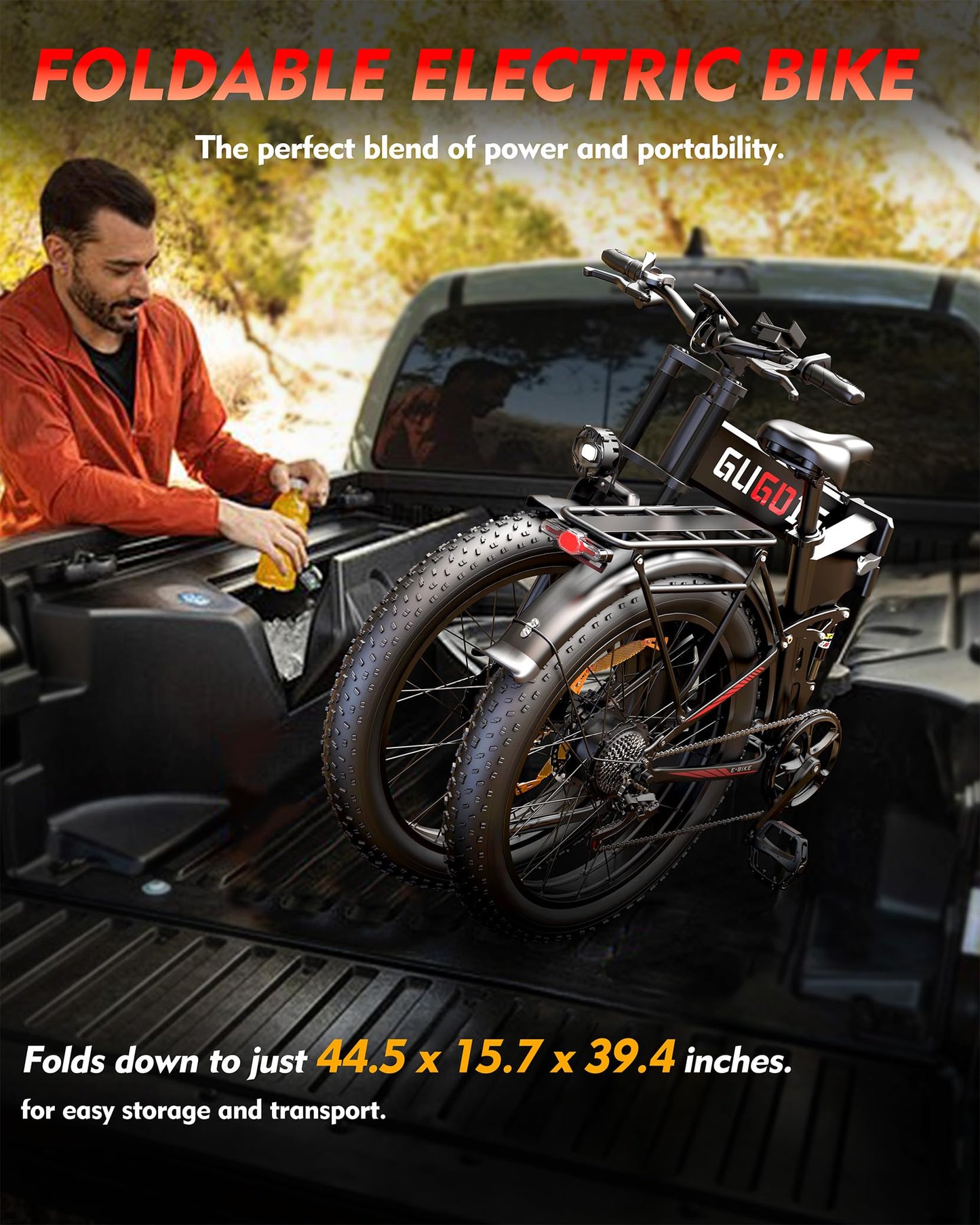 Folding Electric Bike for Adults, 3000W Peak Ebike, 48V 23Ah Removable Battery, Dual Motor 26" Fat Tire E-Bike, Up to 35MPH & 60 Miles Range, All-Terrain Electric Dirt Bike for Mountain & City Ride