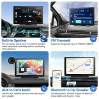 HAUXIY Wireless Apple Carplay Screen for Car 4K Dash Cam, 9" Portable Apple Carplay & Android Auto Car Stereo, with 1080p Backup Camera, GPS Navigation/Mirror Link/Voice Control/Bluetooth
