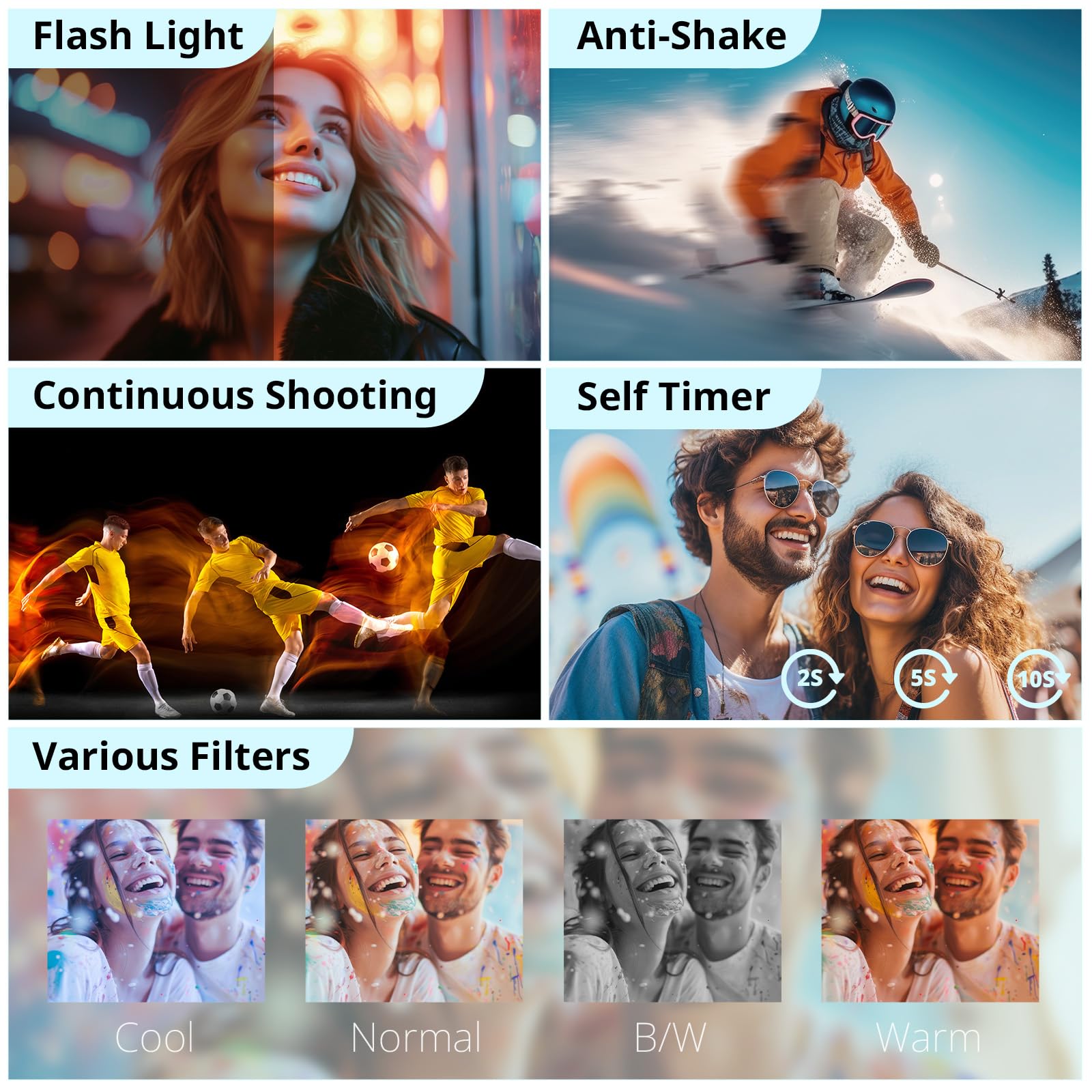 4K Digital Camera for Photography Autofocus, 2024 Latest 48MP Vlogging Camera for YouTube with SD Card, 2 Batteries, 3" 180°Flip Screen Compact Travel Camera for Teens with 16X Zoom, Anti-Shake,Black - Volt-Edge Technologies®