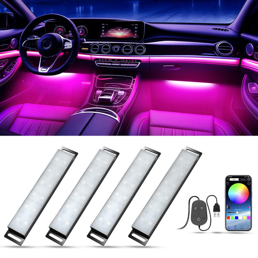 Honalia Car LED Lights Interior, RGB Interior Car Lights with App Control and Music Sync, USB Under Dash LED Lights for Jeeps Trucks SUVs, DC 5V
