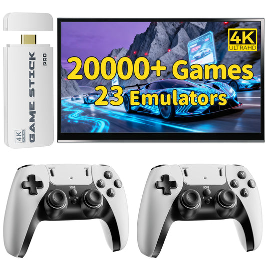 2026 Retro Gaming Console, 20K+ Classic Games, 23 Emulators, 4K HDMI Game Stick with Upgraded Dual 2.4G Wireless Controllers 64GB, Plug-and-Play Video Game Console for TV (White)