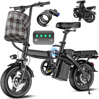 Electric Bike for Adults and Teens, 560W Motor 24MPH Compact Commuter Folding Ebike, 32 Miles Range, 48V 10Ah Battery, 3-Level Pedal Assist, 14" Foldable Mini Electric Bicycle, UL 2849 Certified
