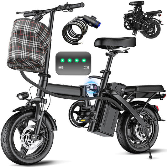 Electric Bike for Adults and Teens, 560W Motor 24MPH Compact Commuter Folding Ebike, 32 Miles Range, 48V 10Ah Battery, 3-Level Pedal Assist, 14" Foldable Mini Electric Bicycle, UL 2849 Certified
