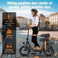 INSDRGN C14 Electric Scooter for Adults with Seat – High-Performance, Foldable E-Scooter with 900W Peak Power, 20MPH, 28-Mile Range, and Dual Disc Brakes,High Strength Frame,330lbs Max Load - Black