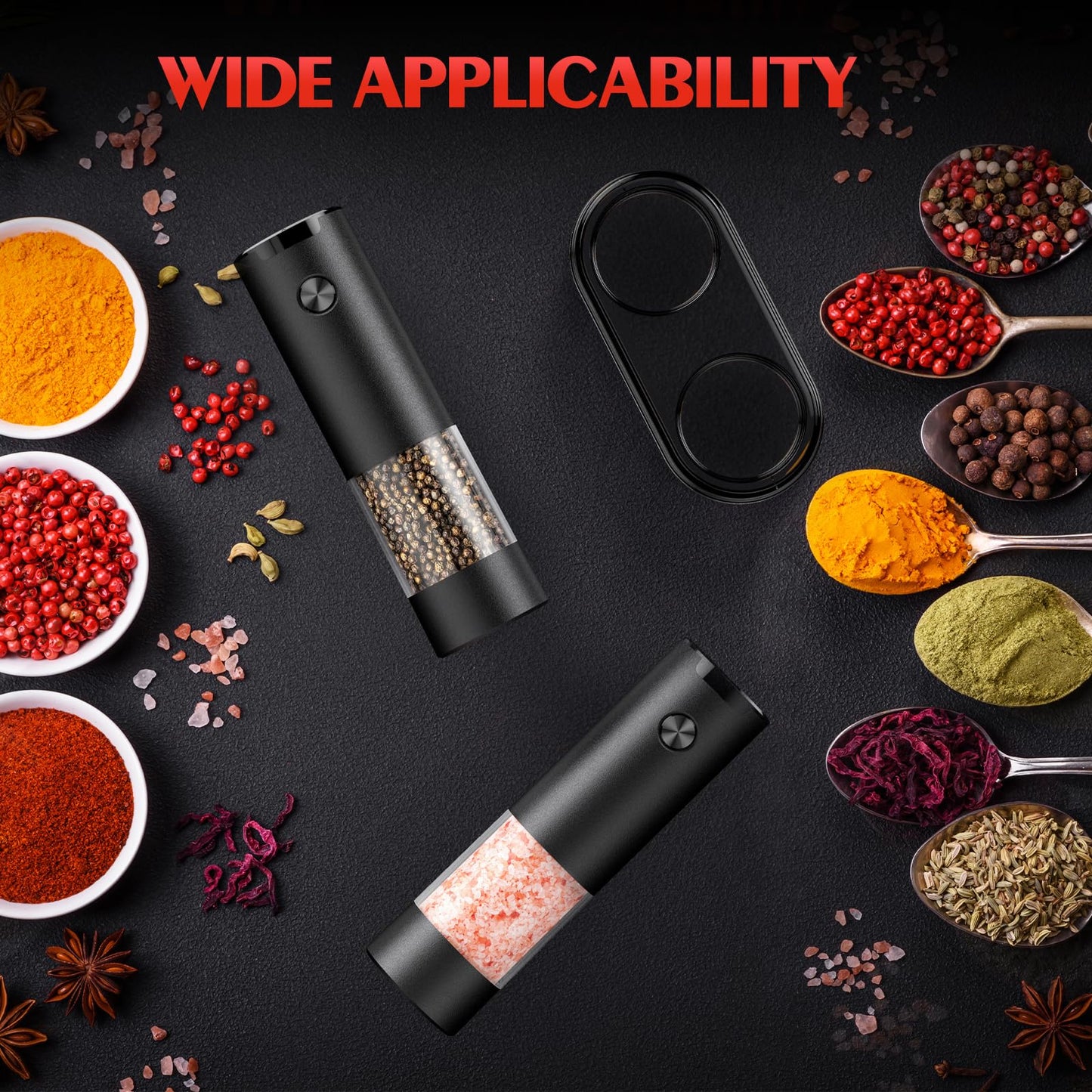 Electric Salt and Pepper Grinder Set Automatic Battery Pepper Mill Shakers Adjustable Coarseness Upgraded Larger Capacity with Led Home and Kitchen Appliances for New House Warming Gifts
