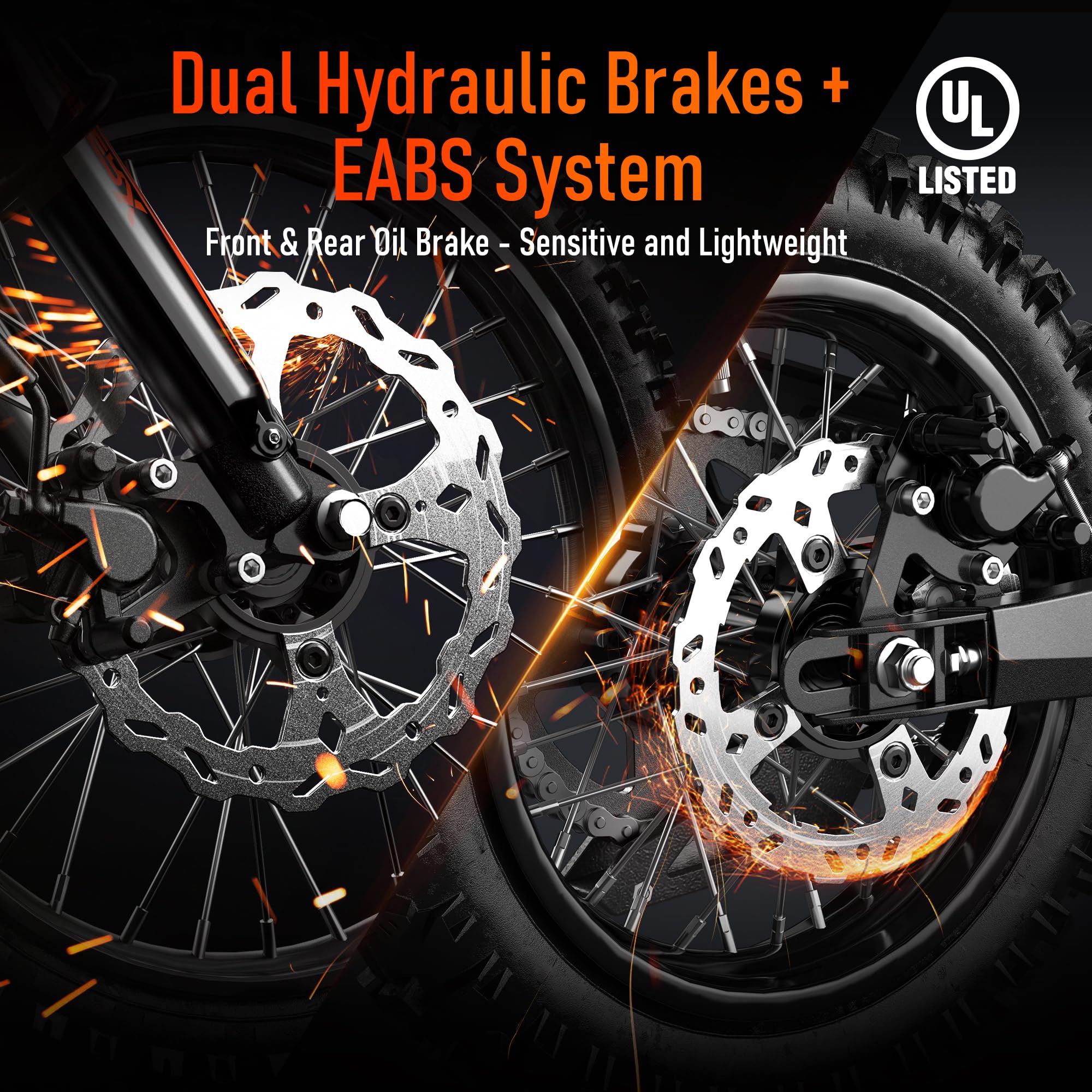 RiderX Electric Dirt Bike for Adults Teens, 3000W Brushless 220Nm Motor - 45° Slope, 38 MPH, 48V/23.5Ah Removable Battery, Dual Hydraulic Brakes & Full Suspension Electric Motorcycle for 13+, Orange