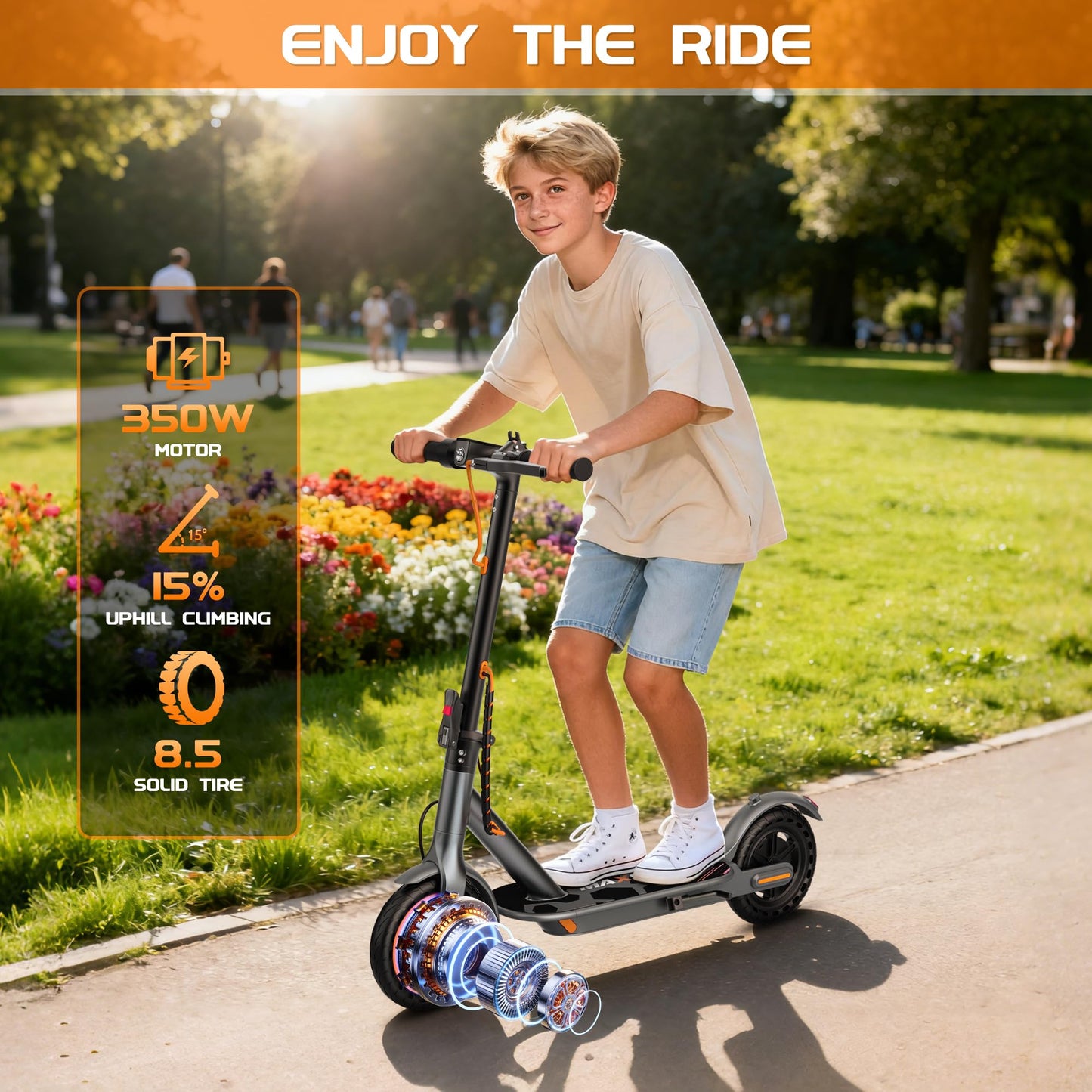 MAXSHOT Electric Scooter Adults & Big Kids, Top Speed 9/16/19/22MPH, 10/12/16/21/50Miles Range, 6.5"/8.5"/14" Tires Folding Commuter Escooter with Dual Suspension for Commuting, APP Control
