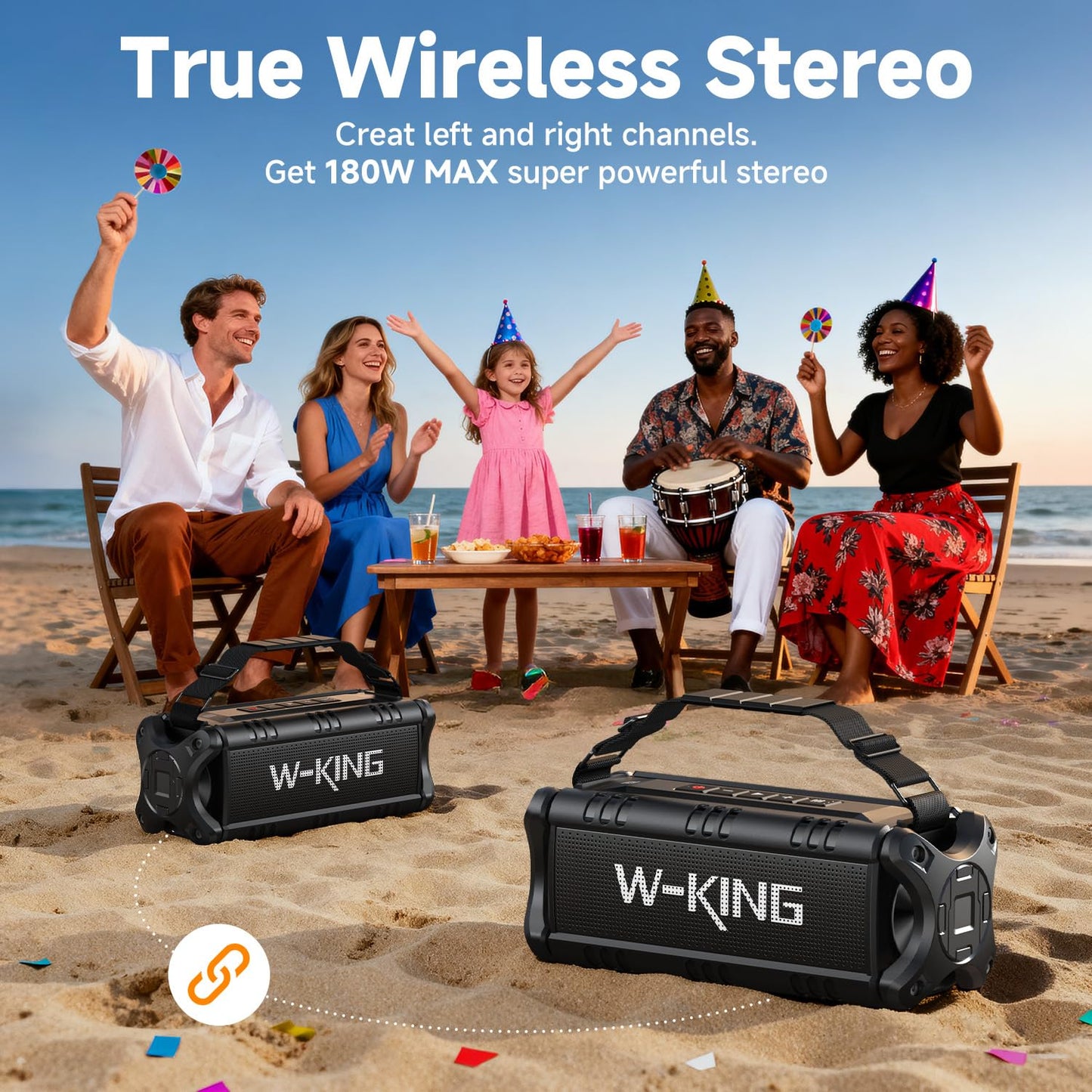 W-KING Bluetooth Speaker, 90W Max Portable Outdoor Speaker Loud, IPX6 Waterproof/50W Deep Bass Subwoofer/40H/EQ/Dual Pairing/TF/AUX, Large Boombox Speakers Bluetooth Wireless for Party/Beach/Jobside - Volt-Edge Technologies®